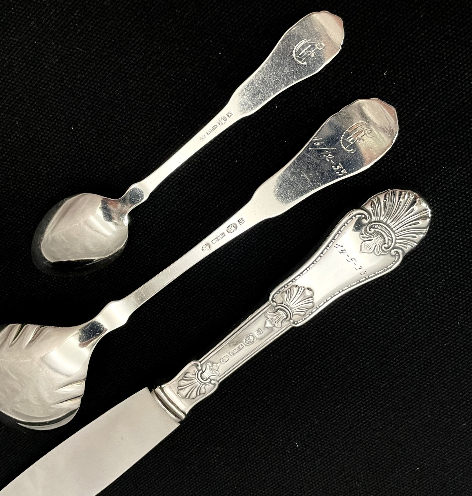 Gammel Bankett Sølvbestikk Gravering