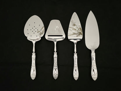 Raised Rose silver fish shovel, pie shovel, pie knife and more in the 830s