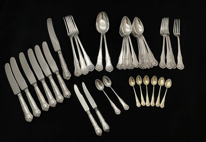 Double pressed Mussel silver cutlery in the 830s by David Andersen double and single pressed