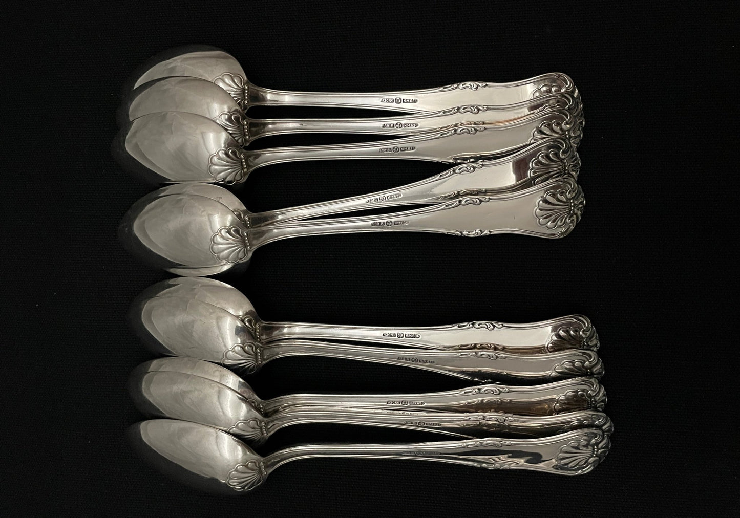 Double pressed Mussel silver cutlery in the 830s by David Andersen double and single pressed