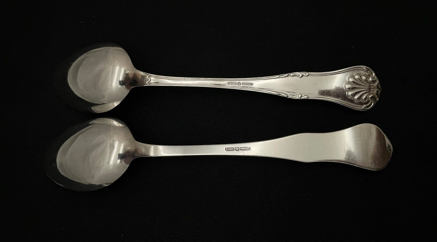 Double pressed Mussel silver cutlery in the 830s by David Andersen double and single pressed