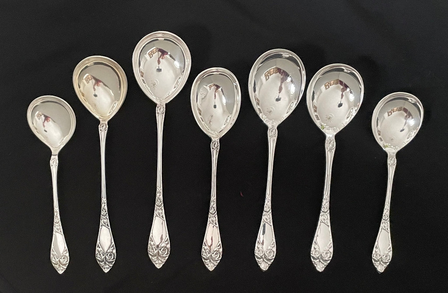 Raised Rose Silver serving spoons in the 830s Th Marthinsen