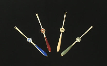 Thune silver 925s Shellfish forks / lobster forks gold-plated with enamel in different colours