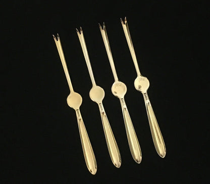 Thune silver 925s Shellfish forks / lobster forks gold-plated with enamel in different colours