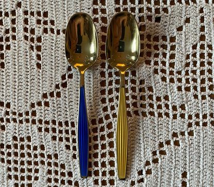 Are silver enamel dessert spoons in 925s by Tostrup