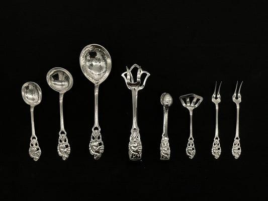 Squirrel silver serving pieces in the 830s by Th Marthinsen