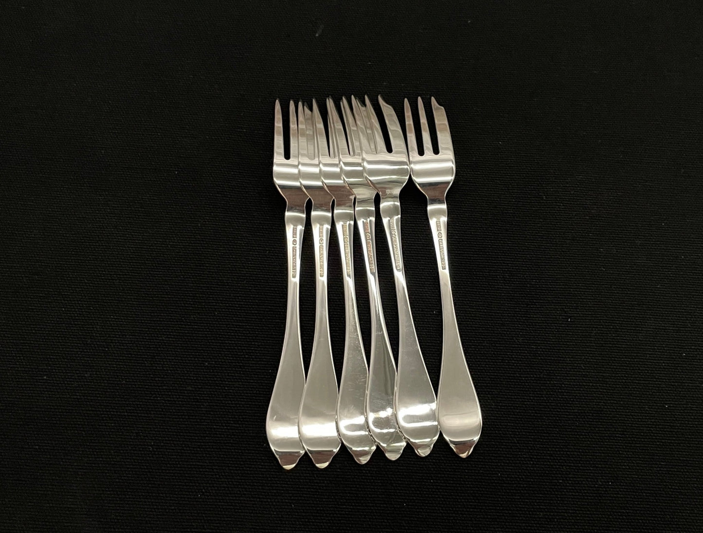 6 pk Opphoyd Rose silver cake forks in box in 830s by Th Martinsen