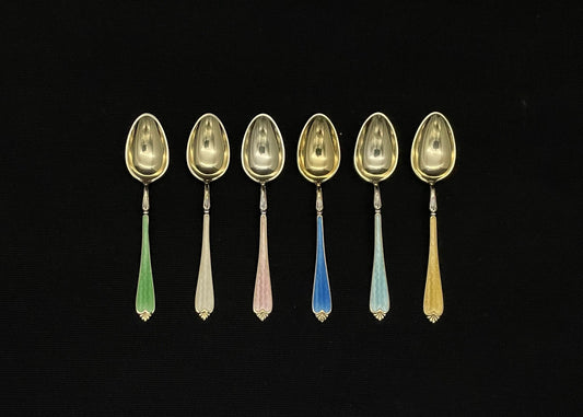 Mocha spoons enamel 925s Norsk Filigransfabrikk