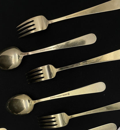 Moon silver dessert cutlery in gold-plated silver and enamel in 925s by Tostrup