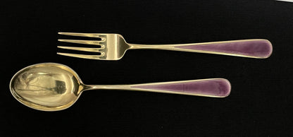 Moon silver dessert cutlery in gold-plated silver and enamel in 925s by Tostrup