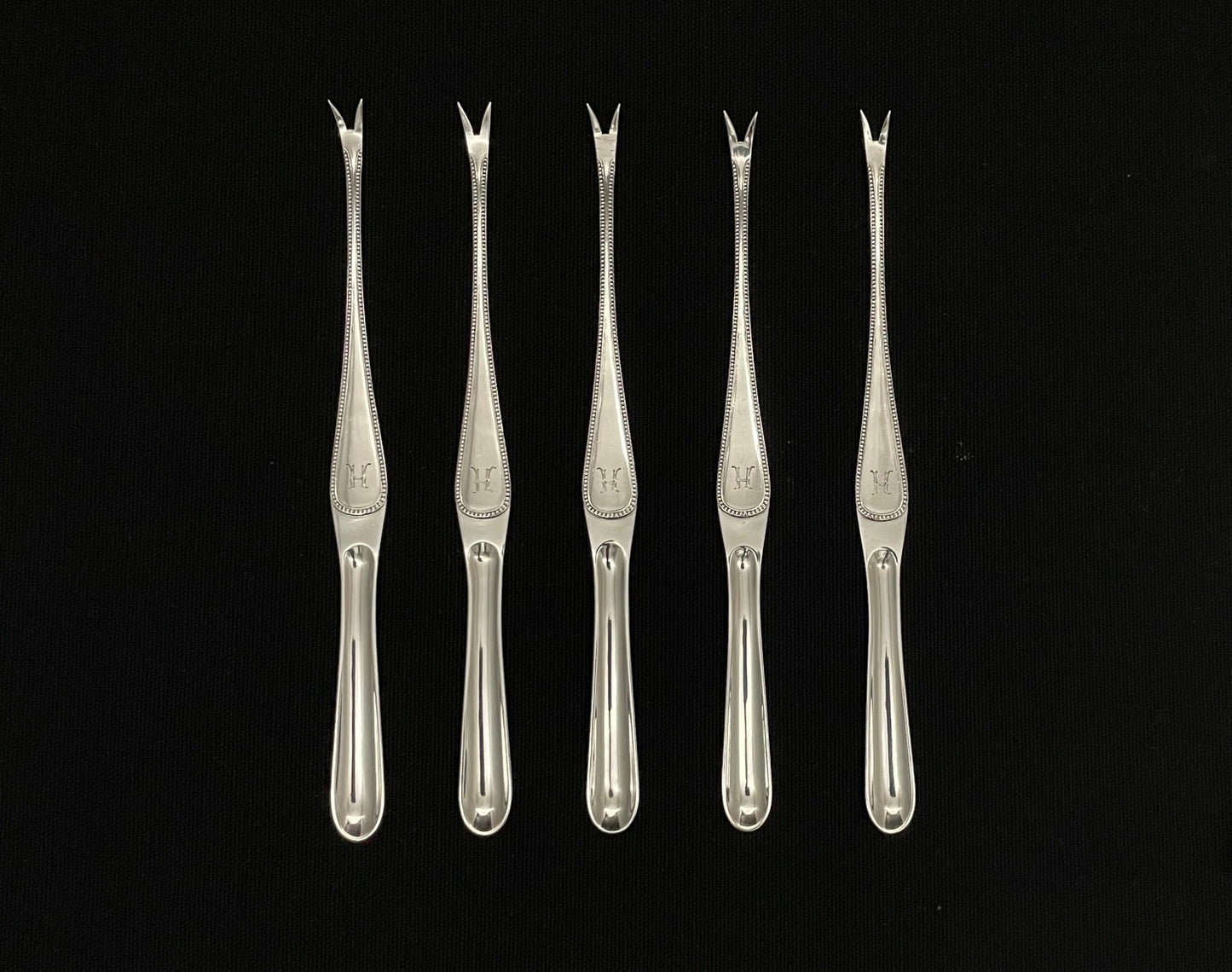 Lobster forks in silver 830s in Perlekant by J Tostrup