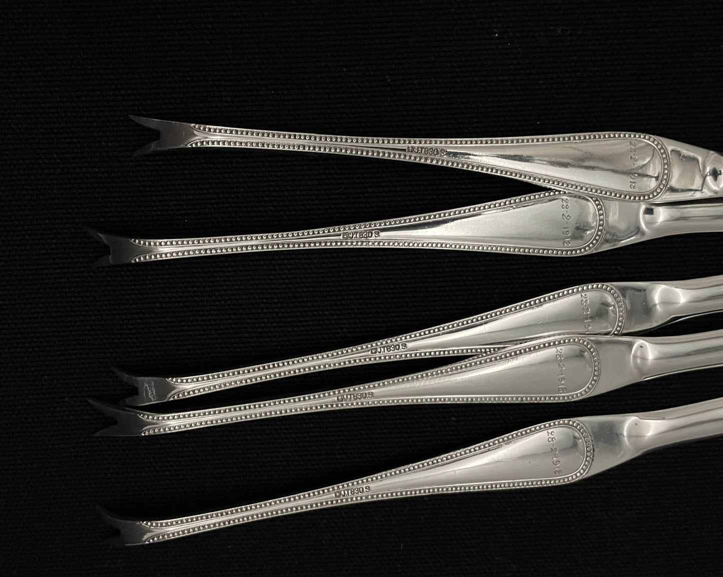 Lobster forks in silver 830s in Perlekant by J Tostrup