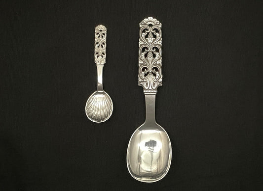 Kloster silverware serving spoon and jam spoon in the 830s by Brødrene Lohne