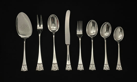 Bridal crown silver cutlery in various parts in the 830s by J Tostrup