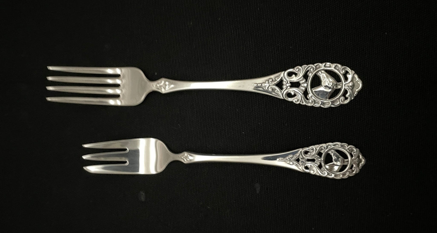 Race silver cutlery fork and cake fork in 830s by David Andersen