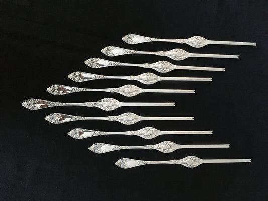 Raised Rose Silver Lobster Forks / Shellfish Forks på 830-talet av Th Marthinsen