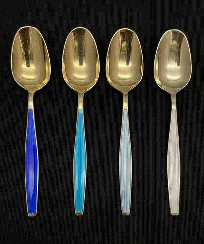 Are silver enamel dessert spoons in 925s by Tostrup