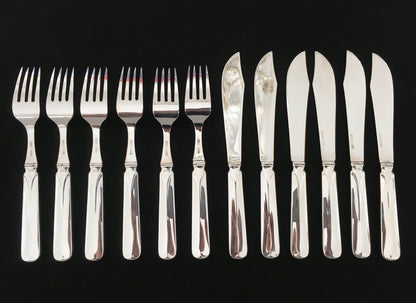 Rådhus Glatt Sølvbestikk Fiskekniv og Fiskegaffel Bakside