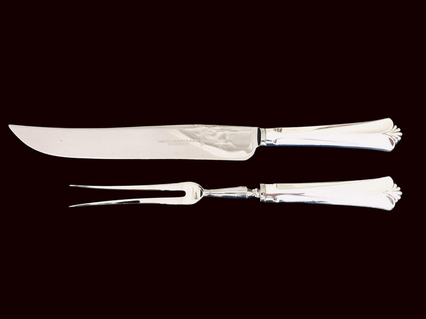 Radhus med vifte Sølvbestikk Transjerkniv og Transjergaffel