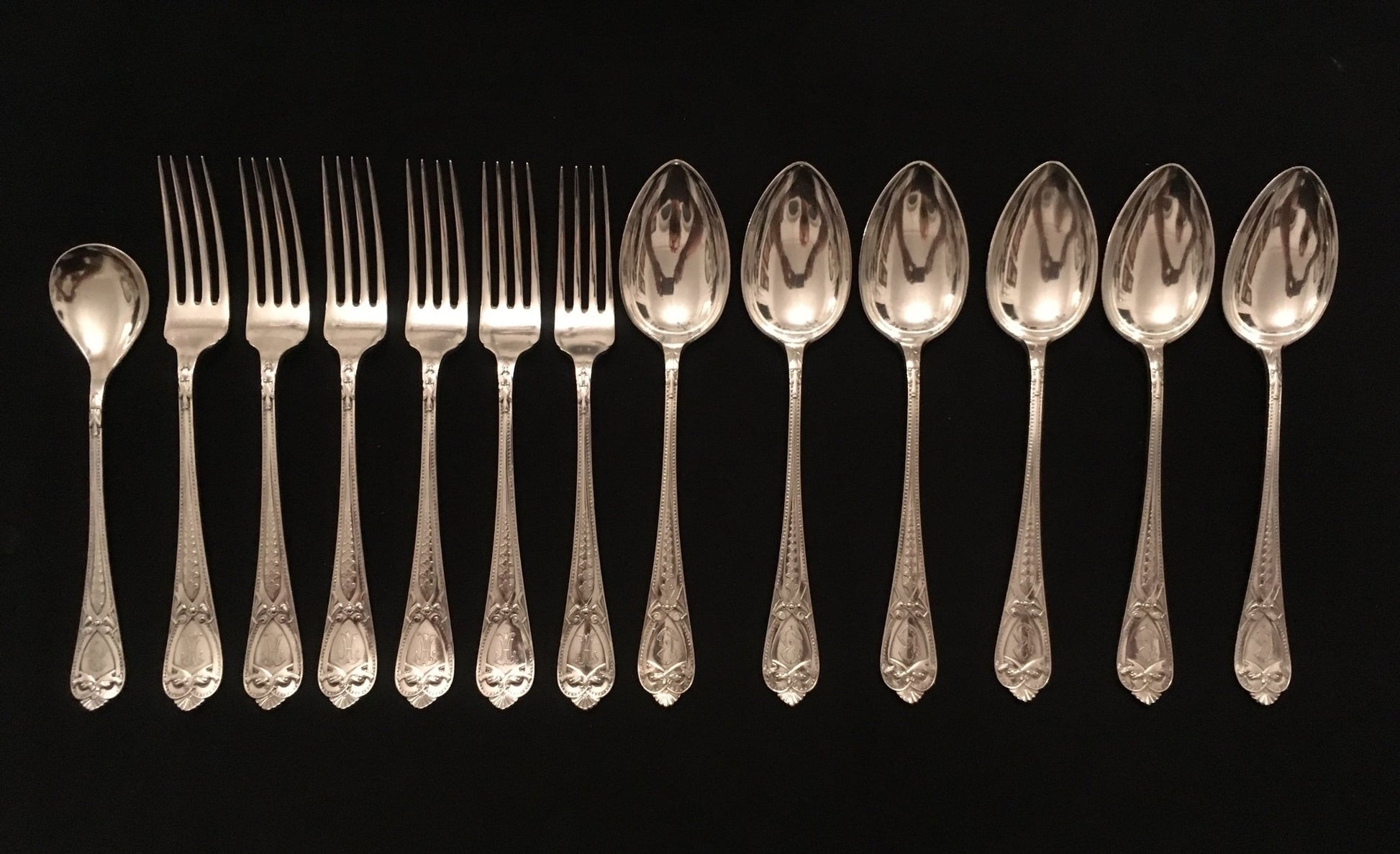 Romansk Sølvbestikk Gaffel og Skje