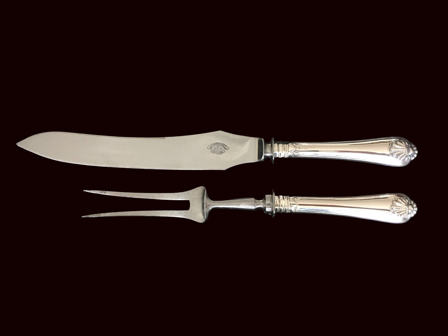 Skjell Sølvbestikk Transjerkniv og Transjergaffel