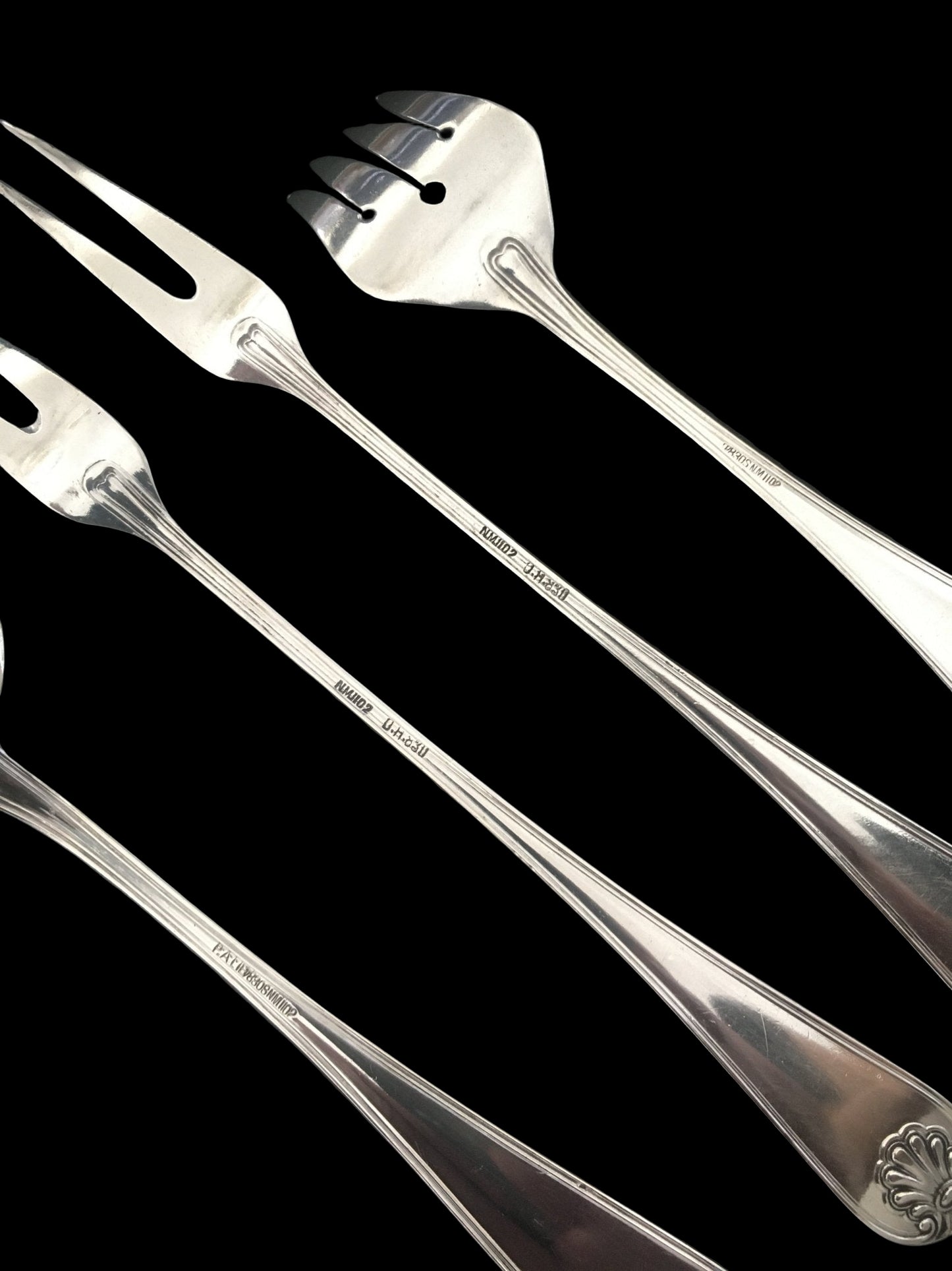 Skjell sølvbestikk Koldtgaffel sildespade