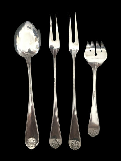 Skjell sølvbestikk Koldtgaffel sildespade Bakside Tostrup