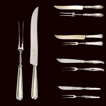 Sølvbestikk Transjerkniv og Transjergaffel ulike mønster