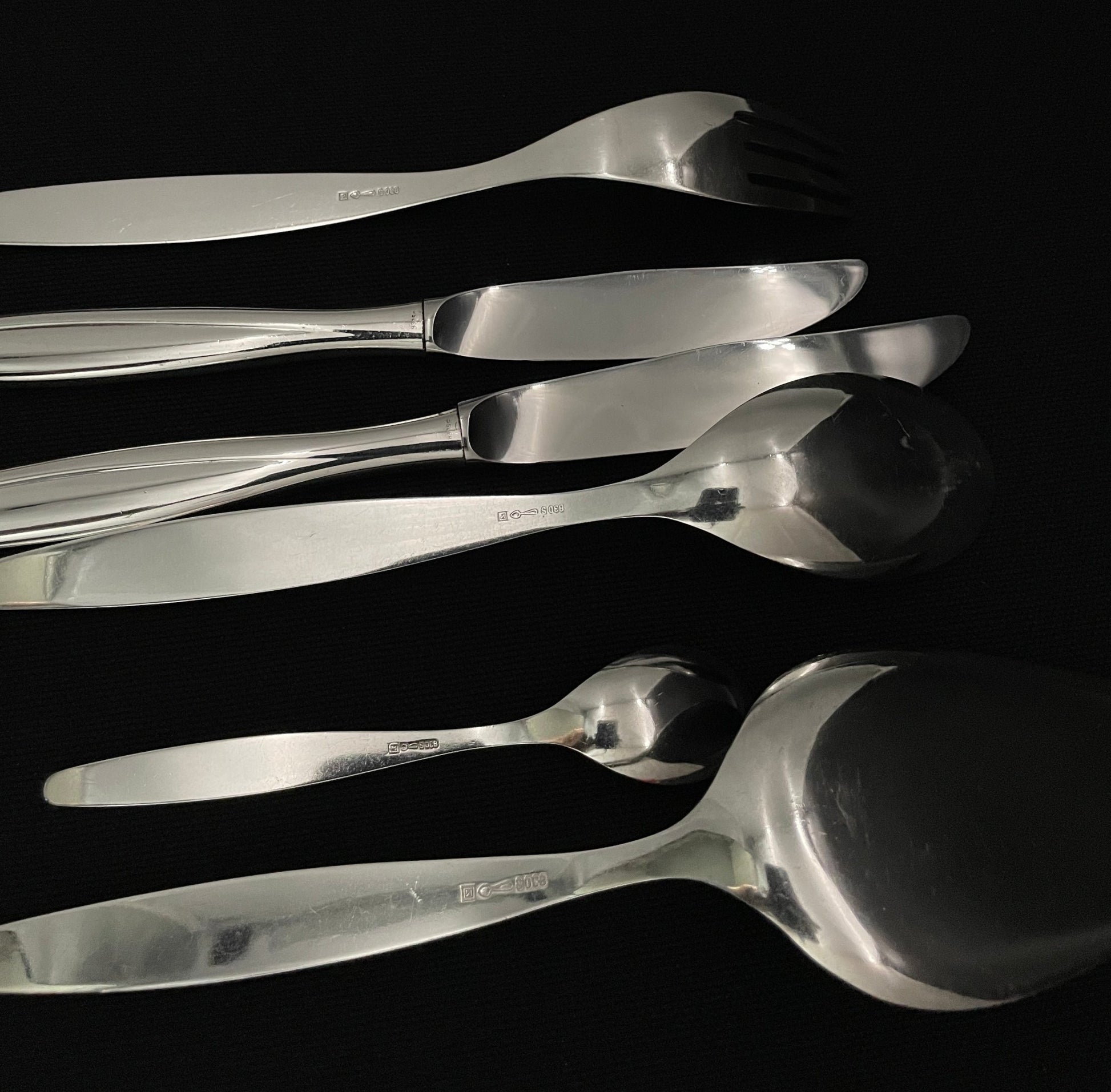 Taffel Solvbestikk Stempel Baksidø