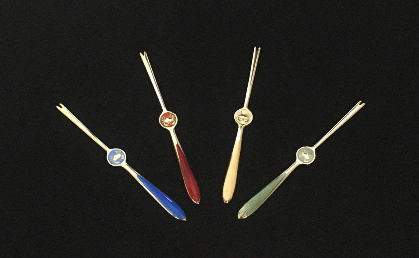 Thune Sølv Hummergafel Skaldyrgaffel Emalje