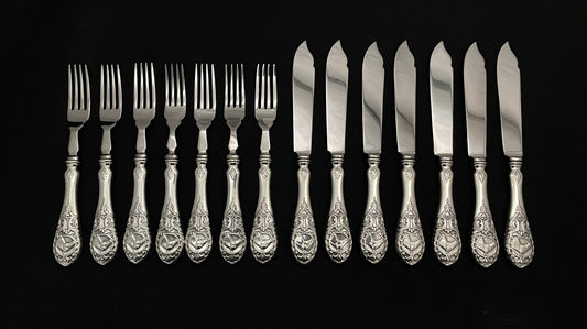 Veddeløp Sølvbestikk Fiskekniv og Fiskegaffel